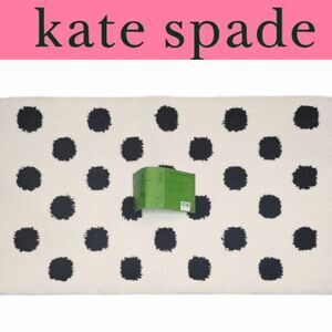 One Pair Kate Spade White Bath Rug with Black Polka Dots (2)